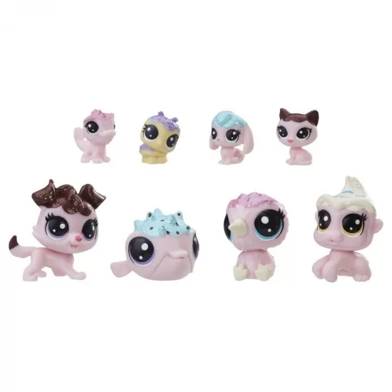 Set 8 figurine animalute roz deschis colectia speciala My Littlest Pet Shop