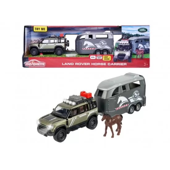 Masinuta Land Rover Majorette cu remorca pentru cai