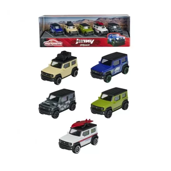 Set 5 masini din metal Majorette Suzuki Jimny 7.5 cm Set 5 masini din metal Majorette Suzuki Jimny 7.5 cm