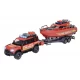 Set masina de pompieri Land Rover cu barca de salvare