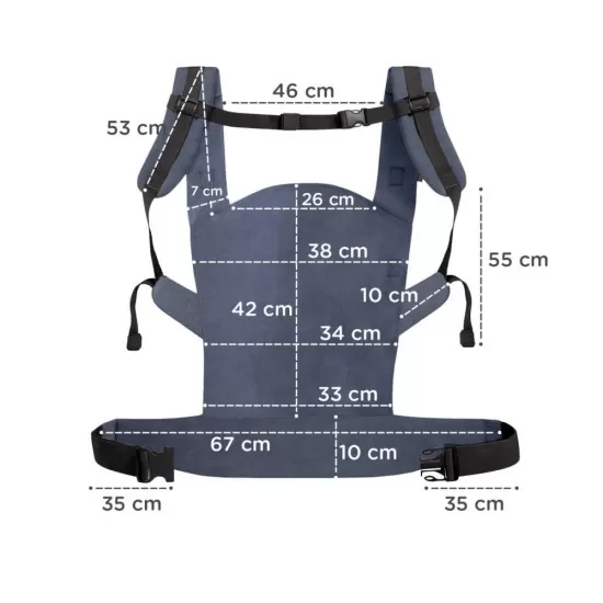 Marsupiu ergonomic Kinderkraft Nino, pana la 20 kg, Confetti Denim Marsupiu ergonomic Kinderkraft Nino, pana la 20 kg, Confetti Denim