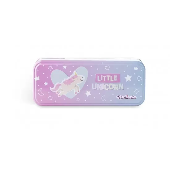 Trusa de machiaj in cutie de metal cu 3 compartimente Martinelia Little Unicorn Trusa de machiaj in cutie de metal cu 3 compartimente Martinelia Little Unicorn
