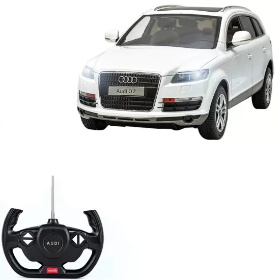 Masina cu telecomanda Audi Q7 alb scara 1:14 Rastar Masina cu telecomanda Audi Q7 alb scara 1:14 Rastar