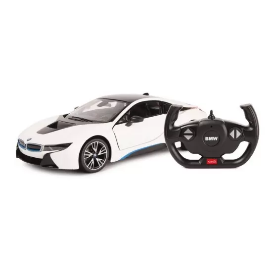 Masina cu telecomanda BMW I8 alb scara 1:14 Rastar Masina cu telecomanda BMW I8 alb scara 1:14 Rastar