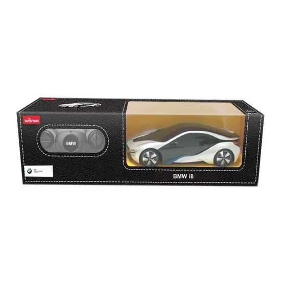 Masina cu telecomanda BMW I8 alba scara 1:24 Masina cu telecomanda BMW I8 alba scara 1:24