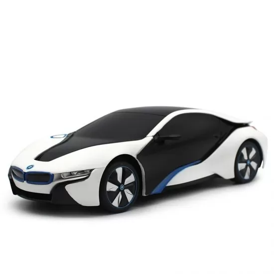 Masina cu telecomanda BMW I8 alba scara 1:24 Masina cu telecomanda BMW I8 alba scara 1:24