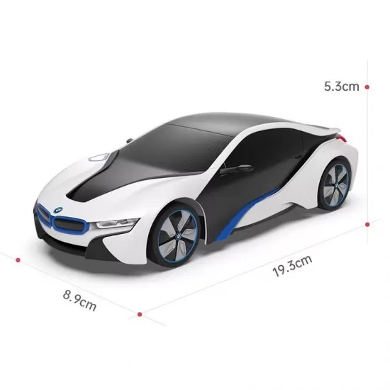 Masina cu telecomanda BMW I8 alba scara 1:24 Masina cu telecomanda BMW I8 alba scara 1:24