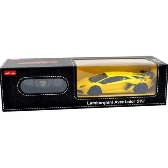 Masina cu telecomanda Lamborghini Aventador SVJ galben scara 1:24