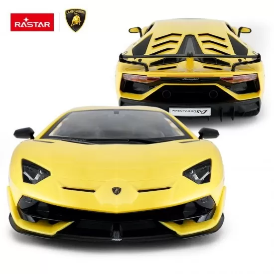 Masina cu telecomanda Lamorghini Aventador SVJ galben scara 1:14