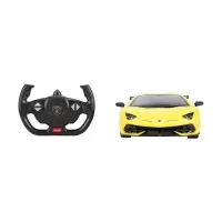 Masina cu telecomanda Lamorghini Aventador SVJ galben scara 1:14