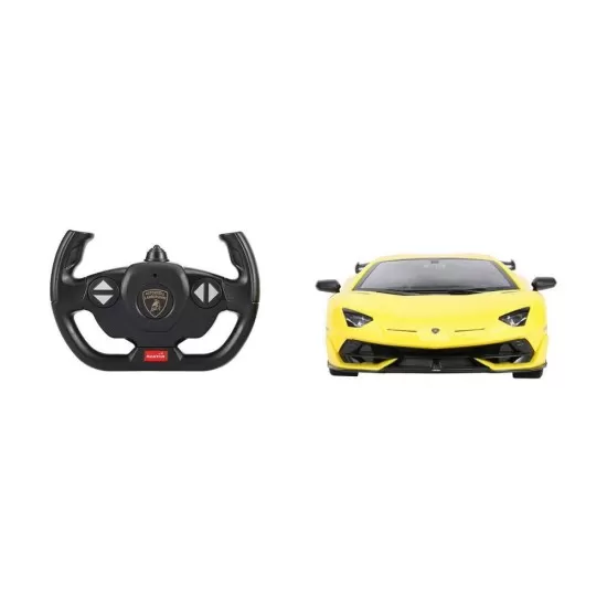 Masina cu telecomanda Lamorghini Aventador SVJ galben scara 1:14