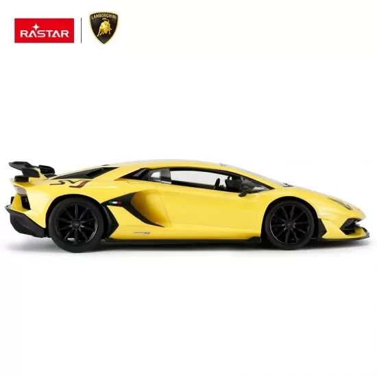 Masina cu telecomanda Lamorghini Aventador SVJ galben scara 1:14