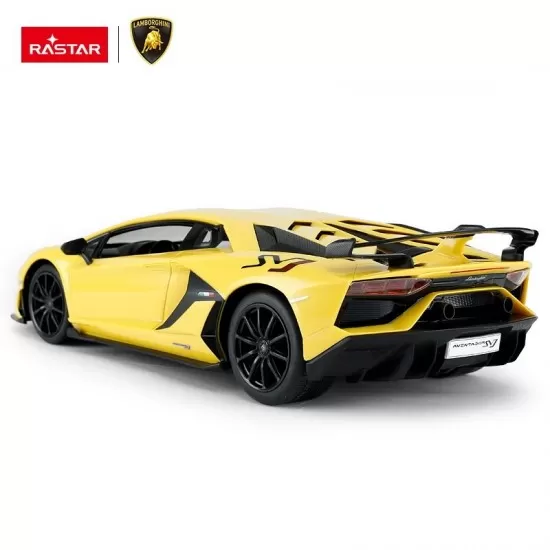 Masina cu telecomanda Lamorghini Aventador SVJ galben scara 1:14