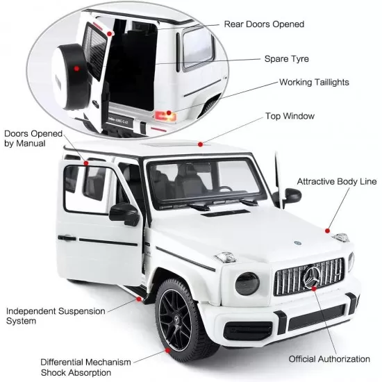 Masina cu telecomanda Mercedes-Benz G63 alb scara 1:14 Masina cu telecomanda Mercedes-Benz G63 alb scara 1:14