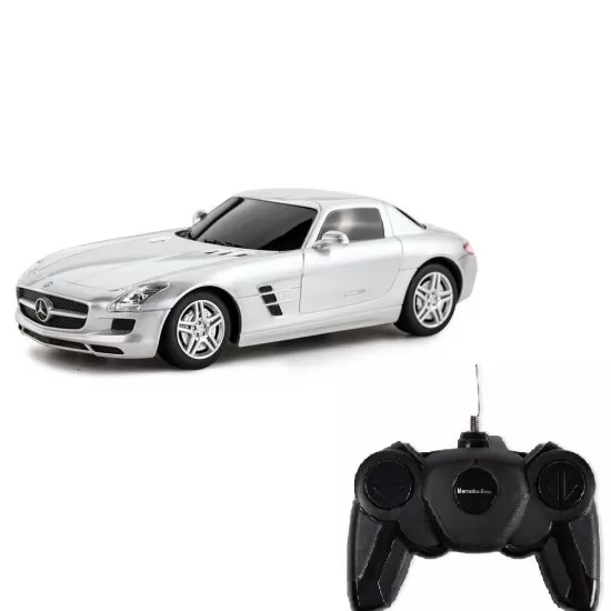 Masina cu telecomanda Mercedes-Benz SLS AMG argintie scara 1:24 Masina cu telecomanda Mercedes-Benz SLS AMG argintie scara 1:24