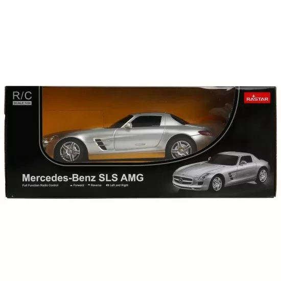 Masina cu telecomanda Mercedes-Benz SLS AMG argintie scara 1:24 Masina cu telecomanda Mercedes-Benz SLS AMG argintie scara 1:24