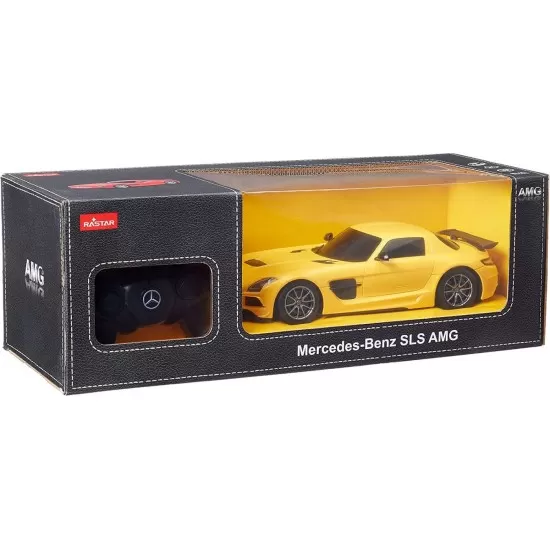 Masina cu telecomanda Mercedes-Benz SLS AMG galbena scara 1:18 Masina cu telecomanda Mercedes-Benz SLS AMG galbena scara 1:18