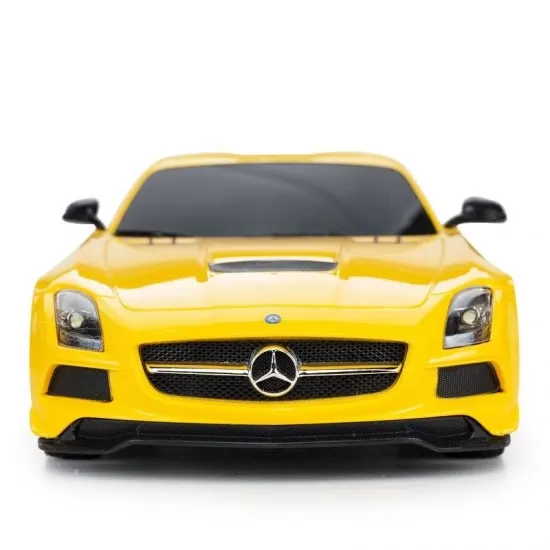 Masina cu telecomanda Mercedes-Benz SLS AMG galbena scara 1:18 Masina cu telecomanda Mercedes-Benz SLS AMG galbena scara 1:18