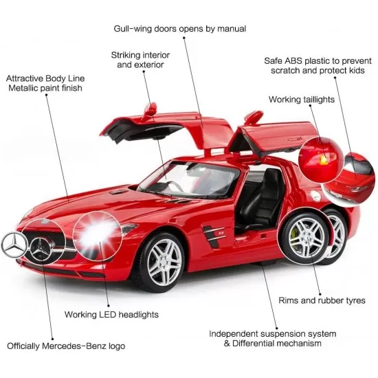Masina cu telecomanda Mercedes-Benz SLS rosu scara 1:14 Masina cu telecomanda Mercedes-Benz SLS rosu scara 1:14