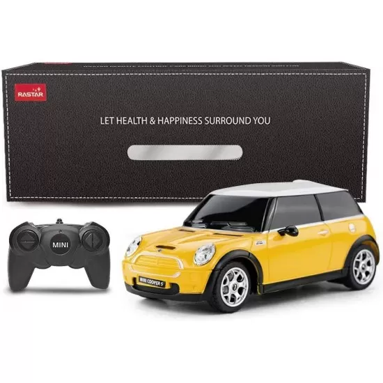 Masina cu telecomanda Mini Cooper galbena cu scara 1:24 Masina cu telecomanda Mini Cooper galbena cu scara 1:24