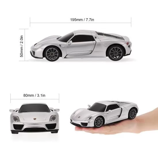 Masina cu telecomanda Porsche 918 Spyder argintiu scara 1:24 Masina cu telecomanda Porsche 918 Spyder argintiu scara 1:24