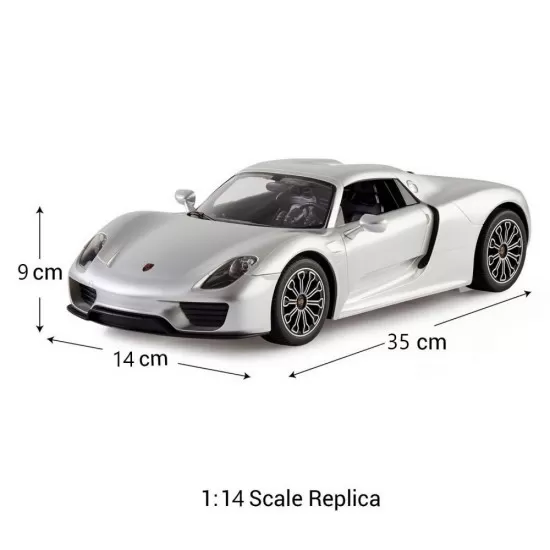 Masina cu telecomanda Porsche 918 Spyder argintiu scara 1:14 Masina cu telecomanda Porsche 918 Spyder argintiu scara 1:14