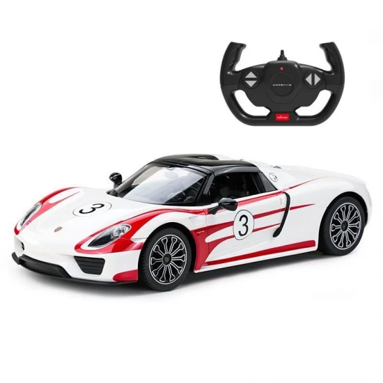 Masina cu telecomanda Porsche 918 Spyder Weissach alb scara 1:14
