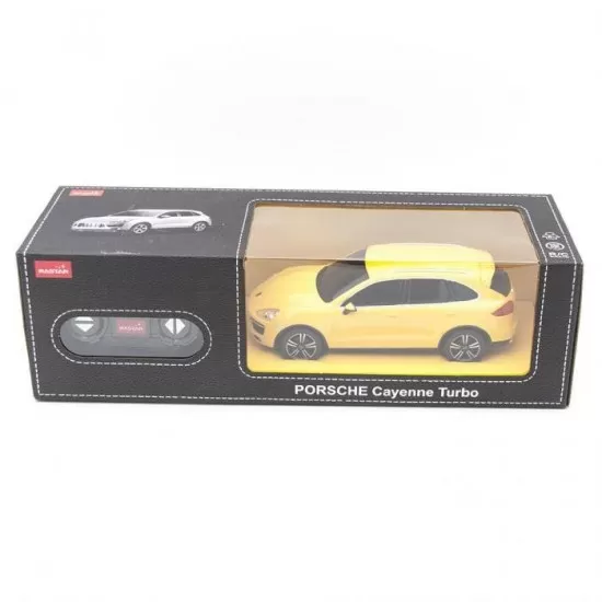Masina cu telecomanda Porsche Cayenne Turbo galben scara 1:24