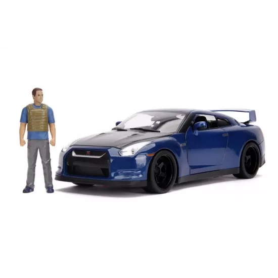 Masinuta metalica cu figurina Fast and Furious Nissan Skyline scara 1:18