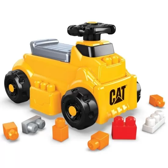 Vehicul ride-on cu cuburi de construit Mega Bloks CAT 10 piese Vehicul ride-on cu cuburi de construit Mega Bloks CAT 10 piese