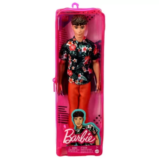 Papusa baiat Barbie Fashionistas Ken cu camasa cu imprimeu tropical Papusa baiat Barbie Fashionistas Ken cu camasa cu imprimeu tropical
