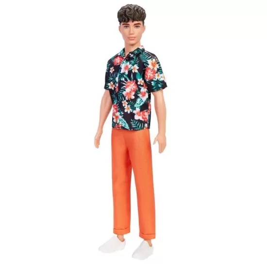 Papusa baiat Barbie Fashionistas Ken cu camasa cu imprimeu tropical Papusa baiat Barbie Fashionistas Ken cu camasa cu imprimeu tropical