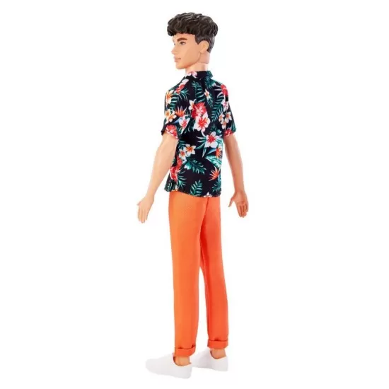 Papusa baiat Barbie Fashionistas Ken cu camasa cu imprimeu tropical Papusa baiat Barbie Fashionistas Ken cu camasa cu imprimeu tropical