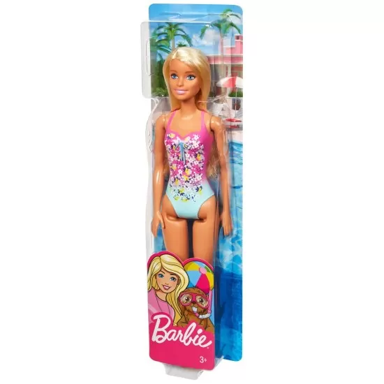 Papusa Barbie blonda cu costum de baie in doua culori Papusa Barbie blonda cu costum de baie in doua culori