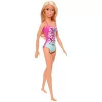 Papusa Barbie blonda cu costum de baie in doua culori