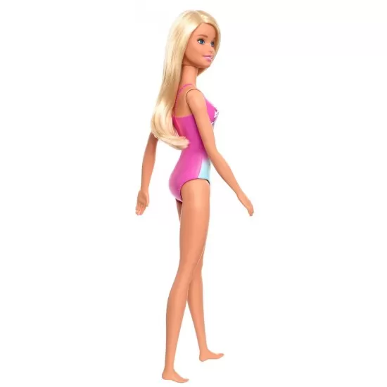 Papusa Barbie blonda cu costum de baie in doua culori Papusa Barbie blonda cu costum de baie in doua culori