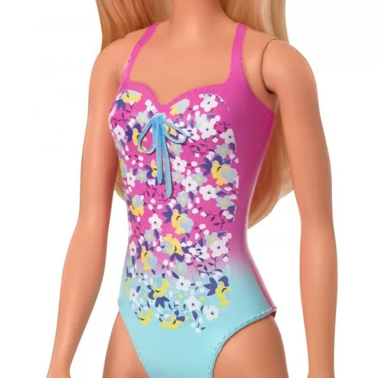 Papusa Barbie blonda cu costum de baie in doua culori Papusa Barbie blonda cu costum de baie in doua culori