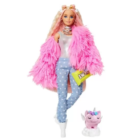 Papusa Barbie Extra Style Fluffy Pinky Papusa Barbie Extra Style Fluffy Pinky