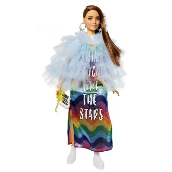 Papusa Barbie Extra Style cu rochie curcubeu Papusa Barbie Extra Style cu rochie curcubeu