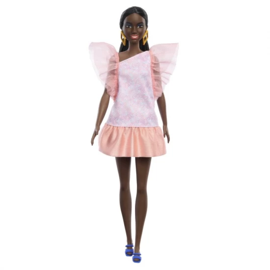 Papusa Barbie Fashionistas afro-americana cu rochie peach Papusa Barbie Fashionistas afro-americana cu rochie peach