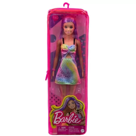 Papusa Barbie Fashionistas blonda cu suvite mov Papusa Barbie Fashionistas blonda cu suvite mov
