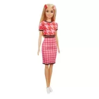 Papusa Barbie Fashionistas blonda cu tinuta casual roz