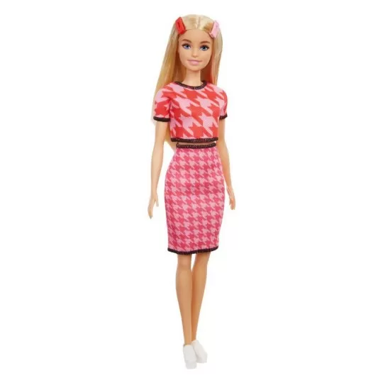 Papusa Barbie Fashionistas blonda cu tinuta casual roz Papusa Barbie Fashionistas blonda cu tinuta casual roz