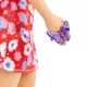 Papusa Barbie Fashionistas bruneta cu rochie rosie cu flori Papusa Barbie Fashionistas bruneta cu rochie rosie cu flori