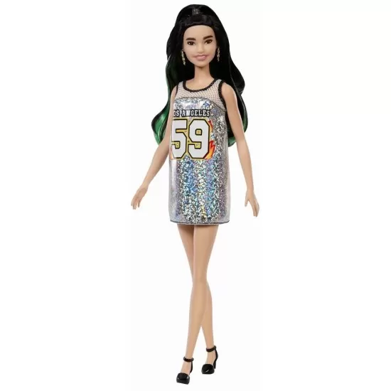 Papusa Barbie Fashionistas - Bruneta cu rochita sclipitoare Papusa Barbie Fashionistas - Bruneta cu rochita sclipitoare