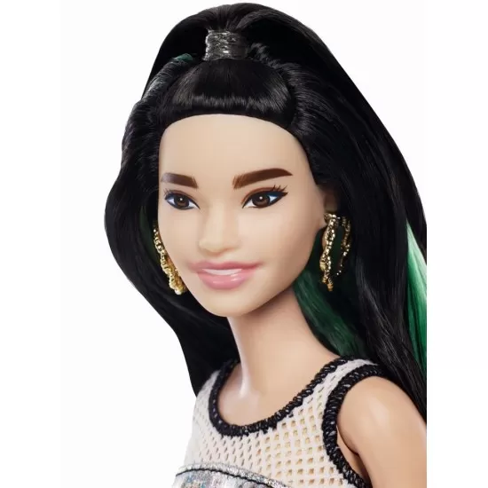 Papusa Barbie Fashionistas - Bruneta cu rochita sclipitoare Papusa Barbie Fashionistas - Bruneta cu rochita sclipitoare