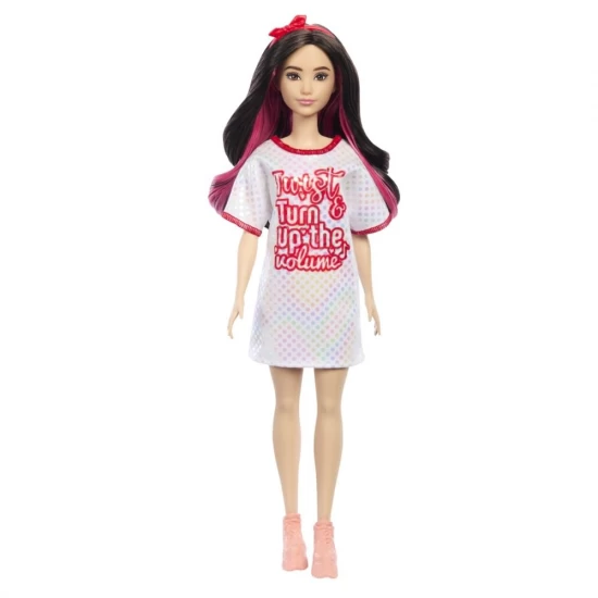 Papusa Barbie Fashionistas bruneta cu rochita sport Papusa Barbie Fashionistas bruneta cu rochita sport
