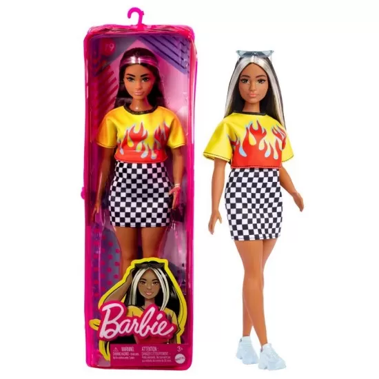 Papusa Barbie Fashionistas bruneta cu suvite blonde Papusa Barbie Fashionistas bruneta cu suvite blonde