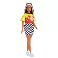 Papusa Barbie Fashionistas bruneta cu suvite blonde