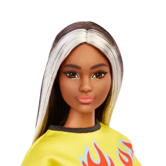Papusa Barbie Fashionistas bruneta cu suvite blonde Papusa Barbie Fashionistas bruneta cu suvite blonde